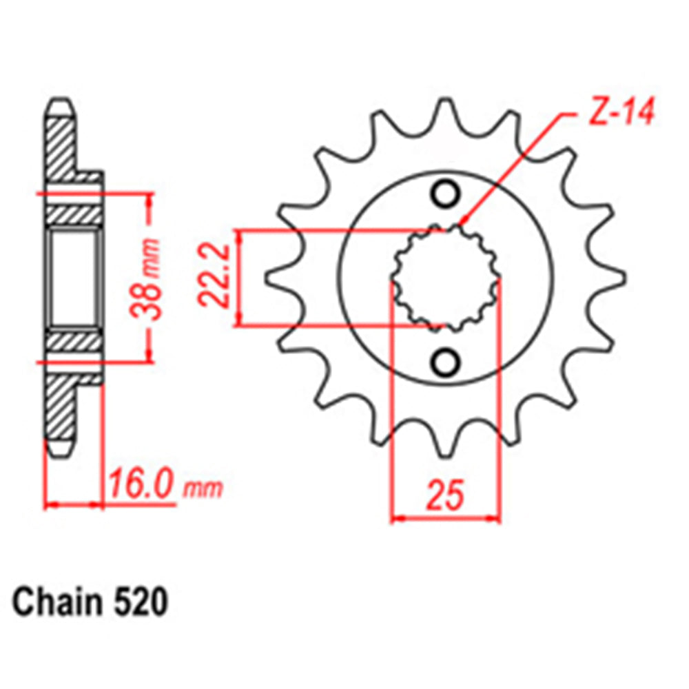 FRONT SPROCKET - STEEL 14T 520P   - 41-D01-14