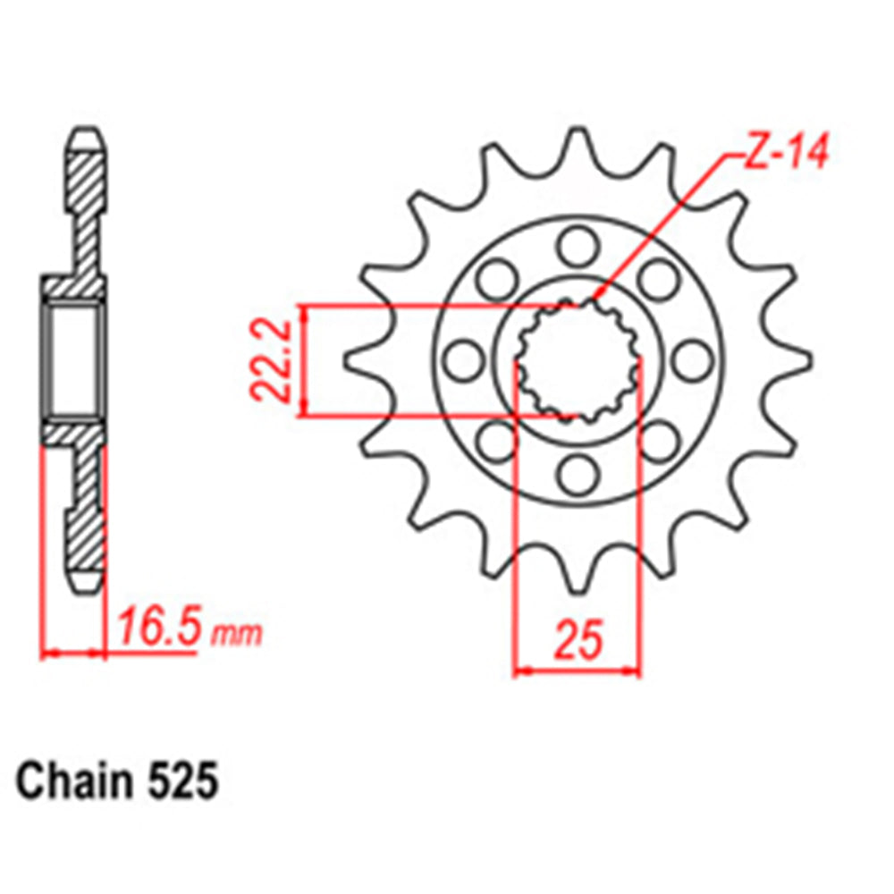 FRONT SPROCKET - STEEL 14T 525P   - 41-D06-14