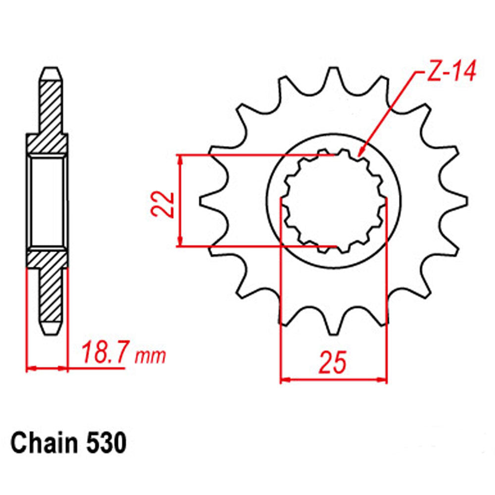 FRONT SPROCKET - STEEL 15T 530P   - 41-D07-15