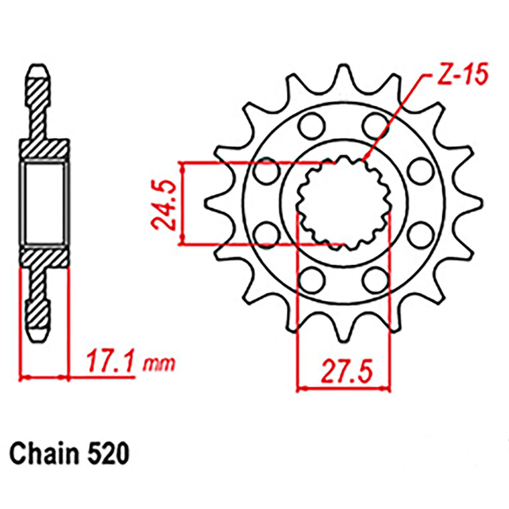 FRONT SPROCKET - STEEL 14T 520P - 41-D08-14