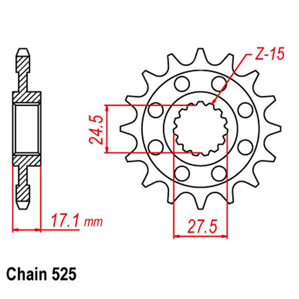 FRONT SPROCKET - STEEL 15T 525P   - 41-D09-15