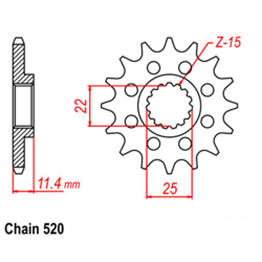 FRONT SPROCKET - STEEL 14T 520P  - 41-K02-14