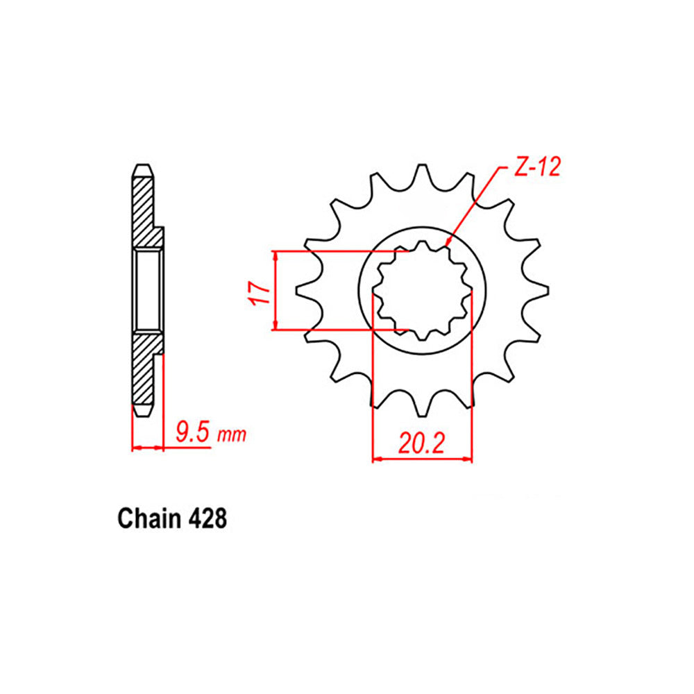 FRONT SPROCKET - STEEL 13T 428P - 41-K04-13