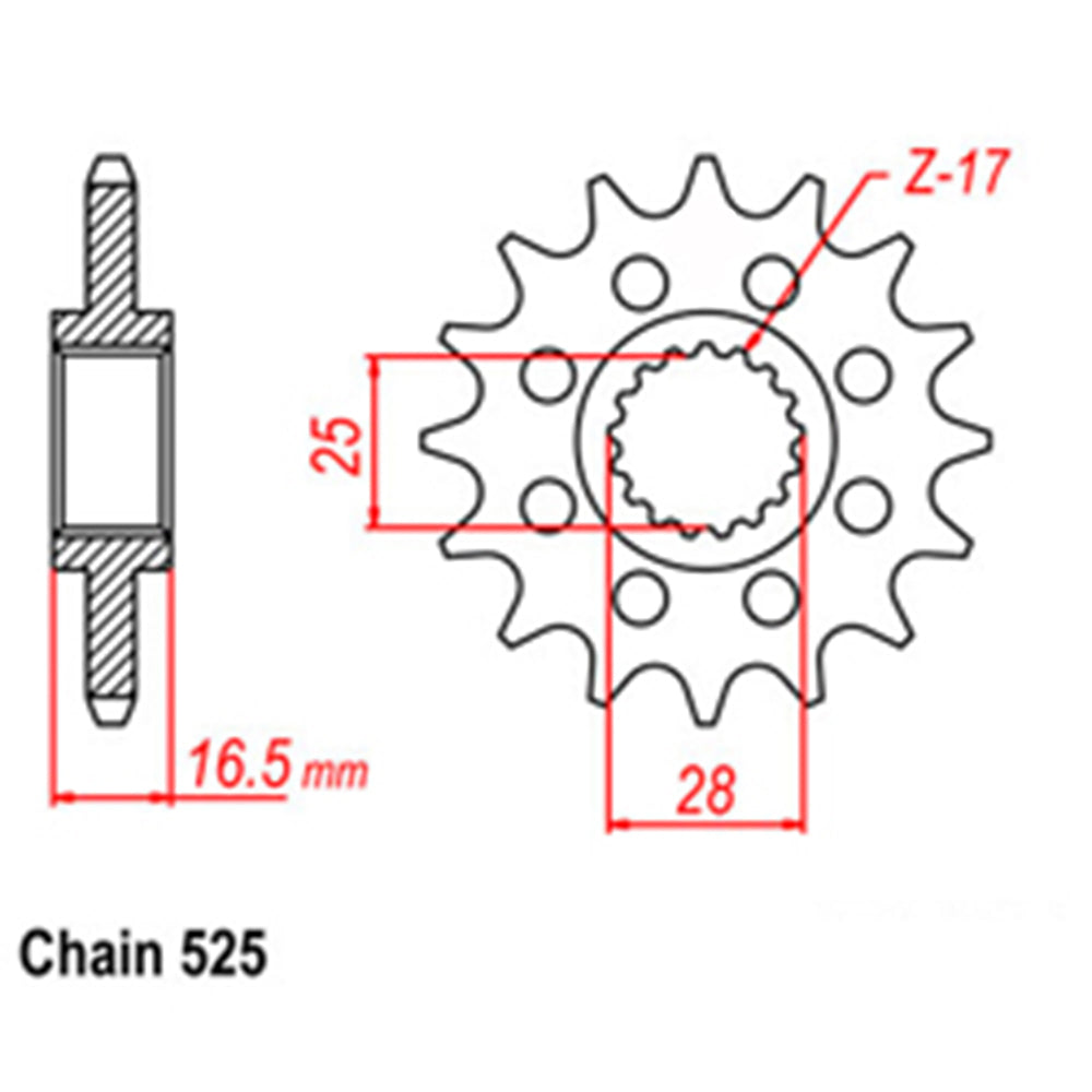 FRONT SPROCKET - STEEL 16T 525P - 41-K05-16