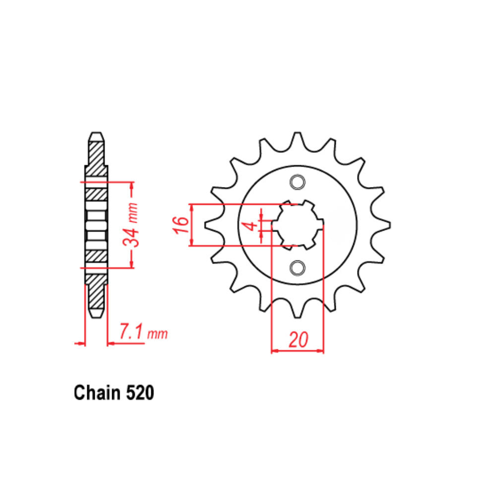 FRONT SPROCKET - STEEL 14T 520P  - 41-K06-14