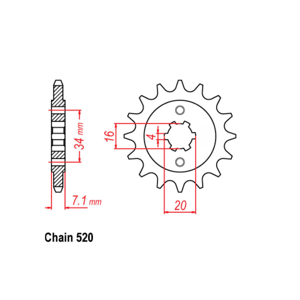 FRONT SPROCKET - STEEL 15T 520P  - 41-K06-15