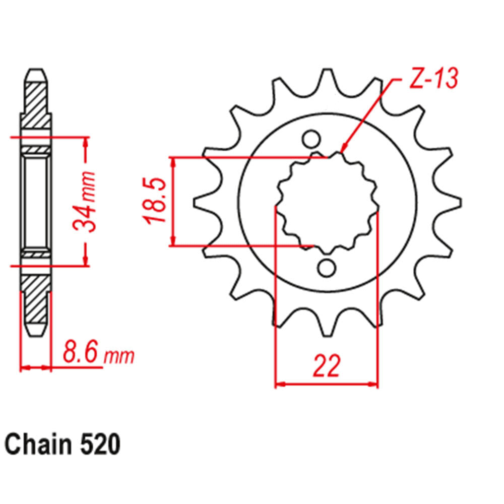 FRONT SPROCKET - STEEL 14T 520P - 41-K09-14