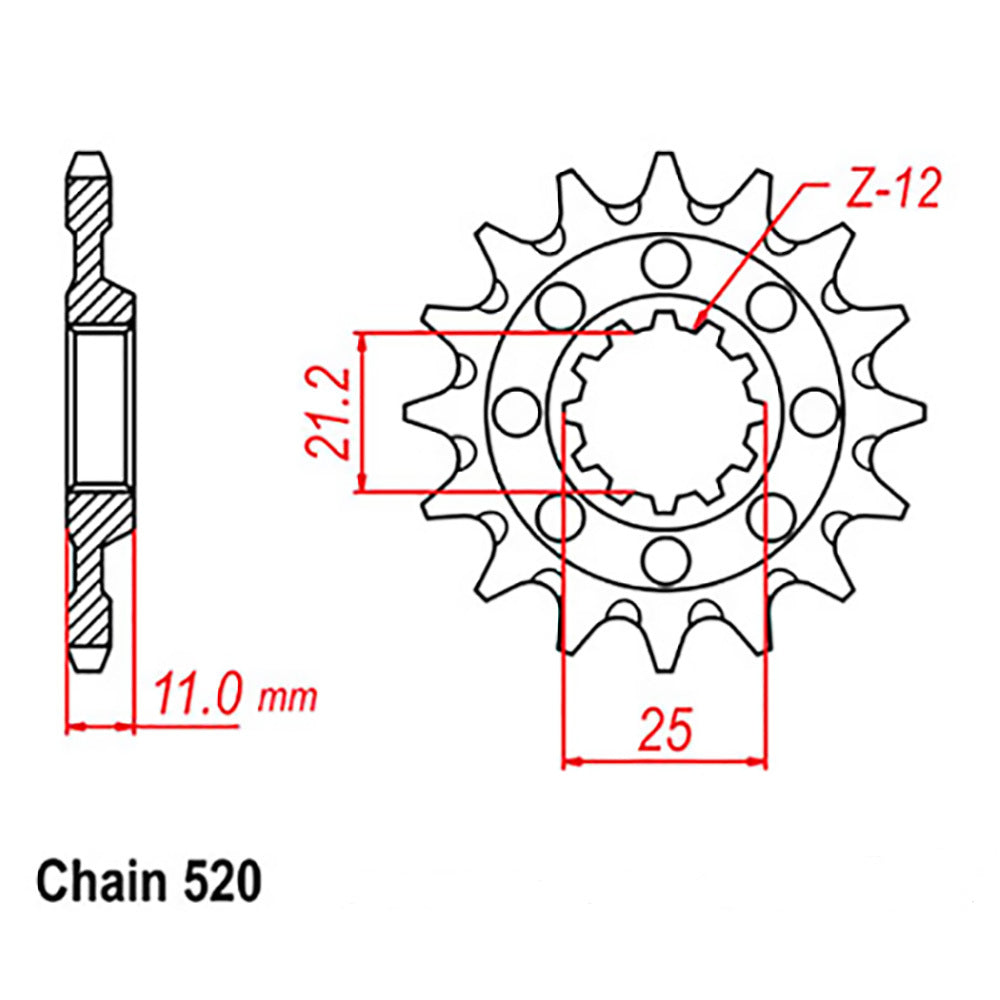 FRONT SPROCKET - STEEL 12T 520P  - 41-Q03-12