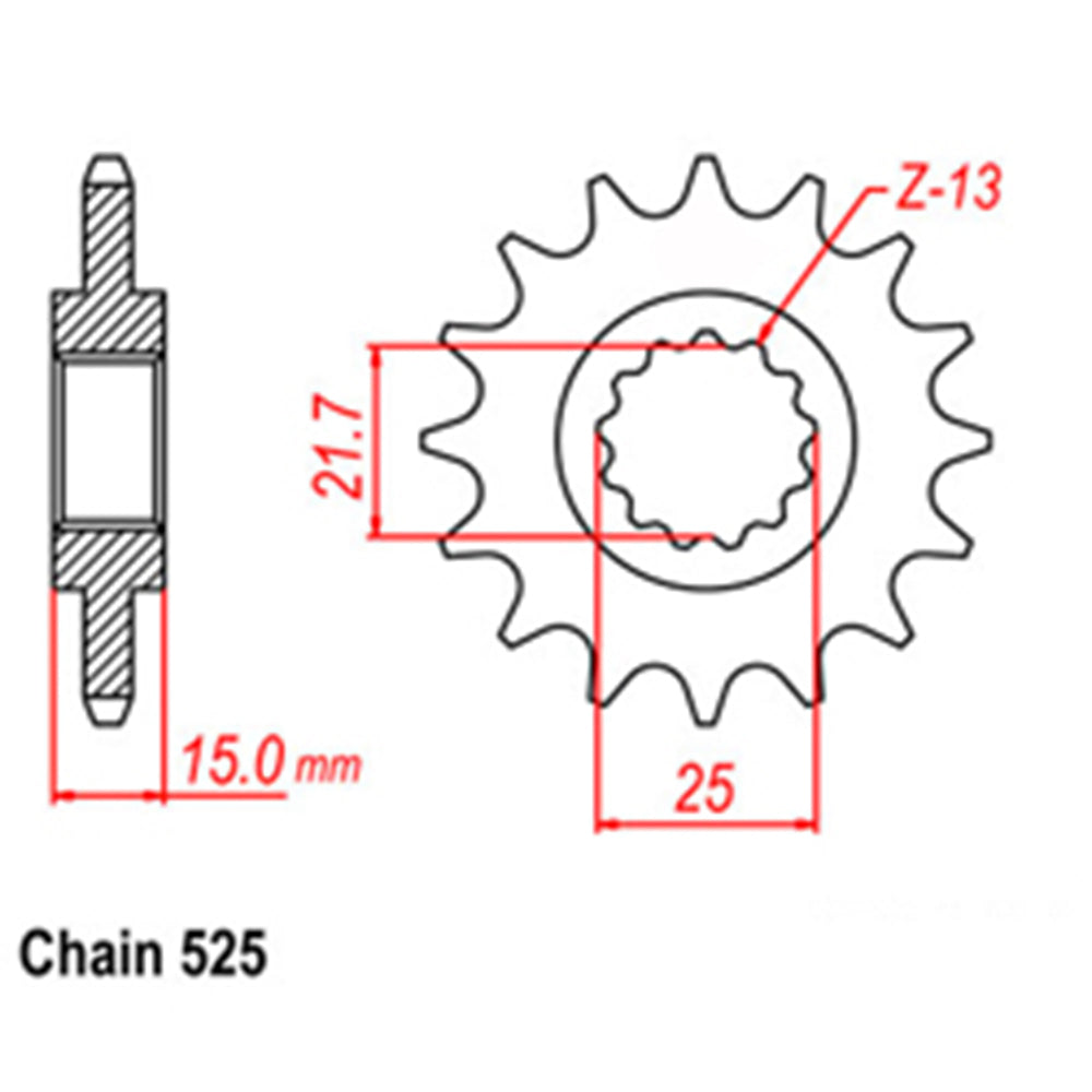 FRONT SPROCKET - STEEL 14T 525P  - 41-T02-14