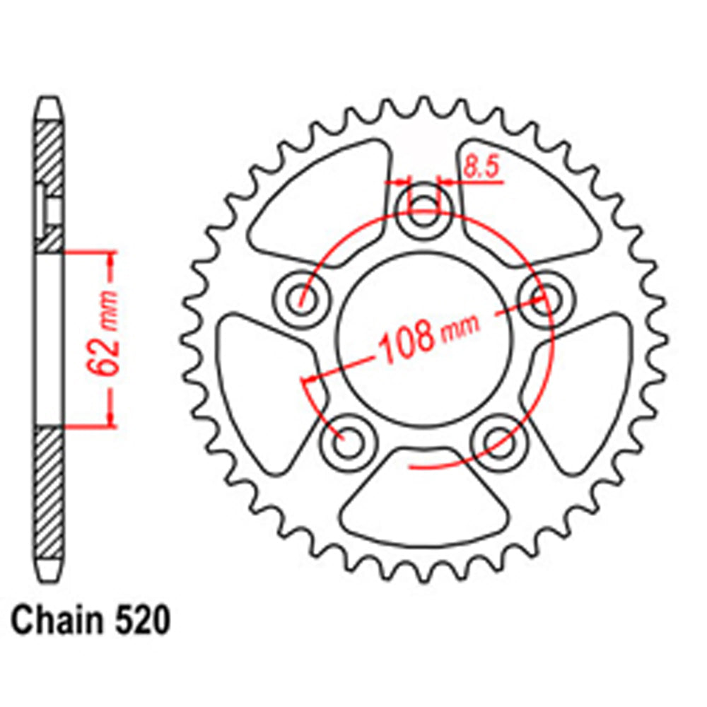 REAR SPROCKET - STEEL 39T 520P  - 42-A01-39