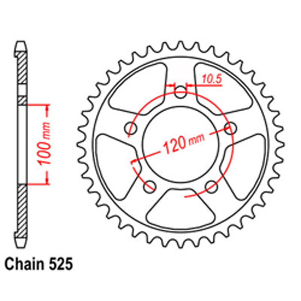 REAR SPROCKET - STEEL 40T 525P  - 42-A03-40