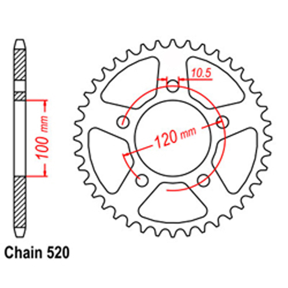 REAR SPROCKET - STEEL 40T 520P  - 42-A06-40