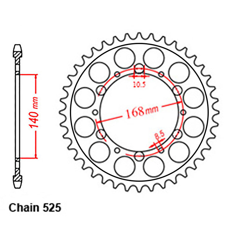 REAR SPROCKET - STEEL 41T 525P - 42-B03-41