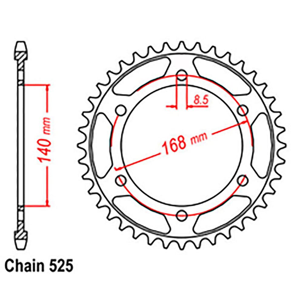 REAR SPROCKET - STEEL 41T 525P - 42-B05-41