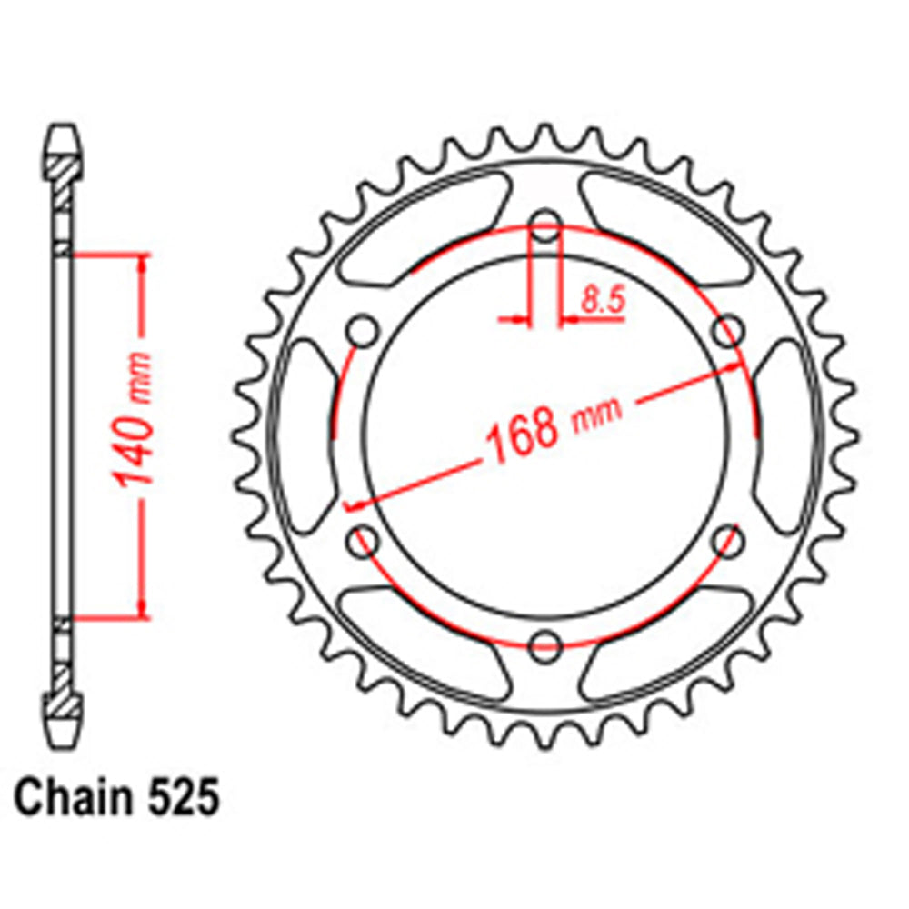 REAR SPROCKET - STEEL 42T 525P  - 42-B05-42