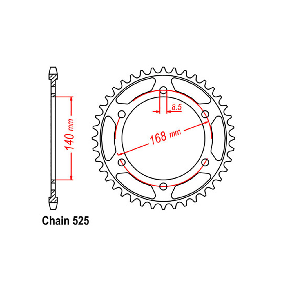 REAR SPROCKET - STEEL 47T 525P  - 42-B05-47