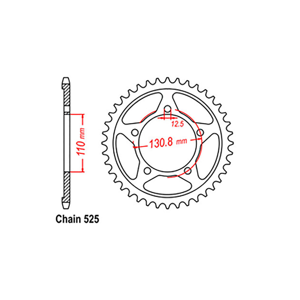 REAR SPROCKET - STEEL 45T 525P  - 42-B06-45