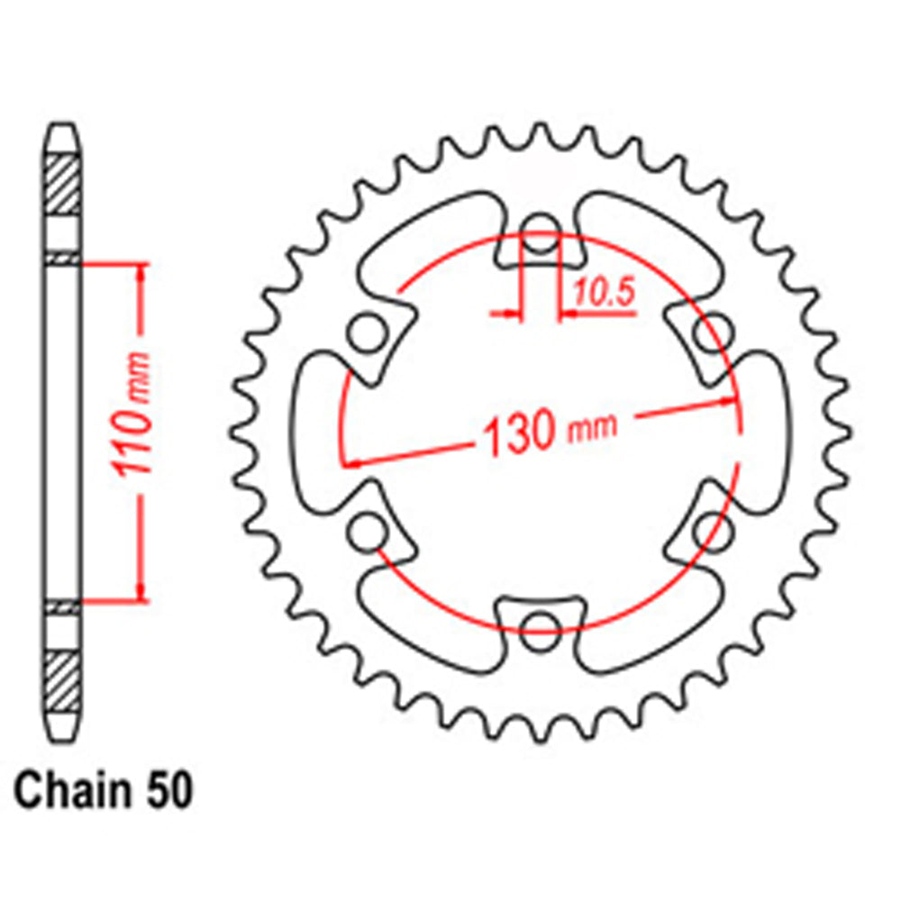 REAR SPROCKET - STEEL 40T 530P - 42-BR1-40