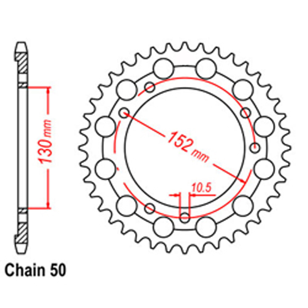 REAR SPROCKET - STEEL 46T 530P - 42-C02-46