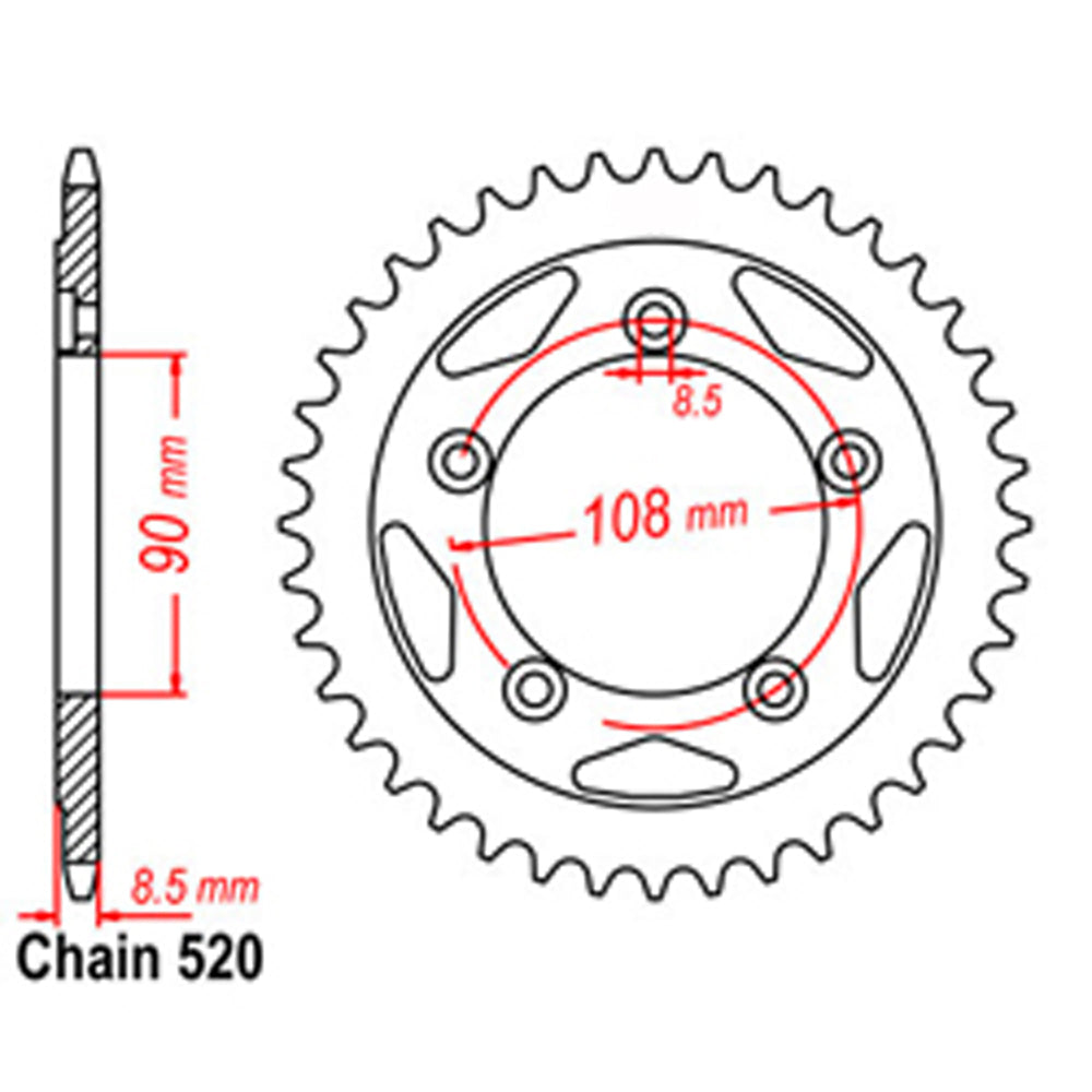 REAR SPROCKET - STEEL 38T 520P   - 42-D02-38