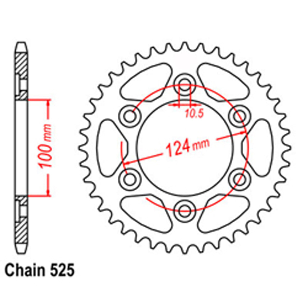 REAR SPROCKET - STEEL 38T 525P   - 42-D03-38