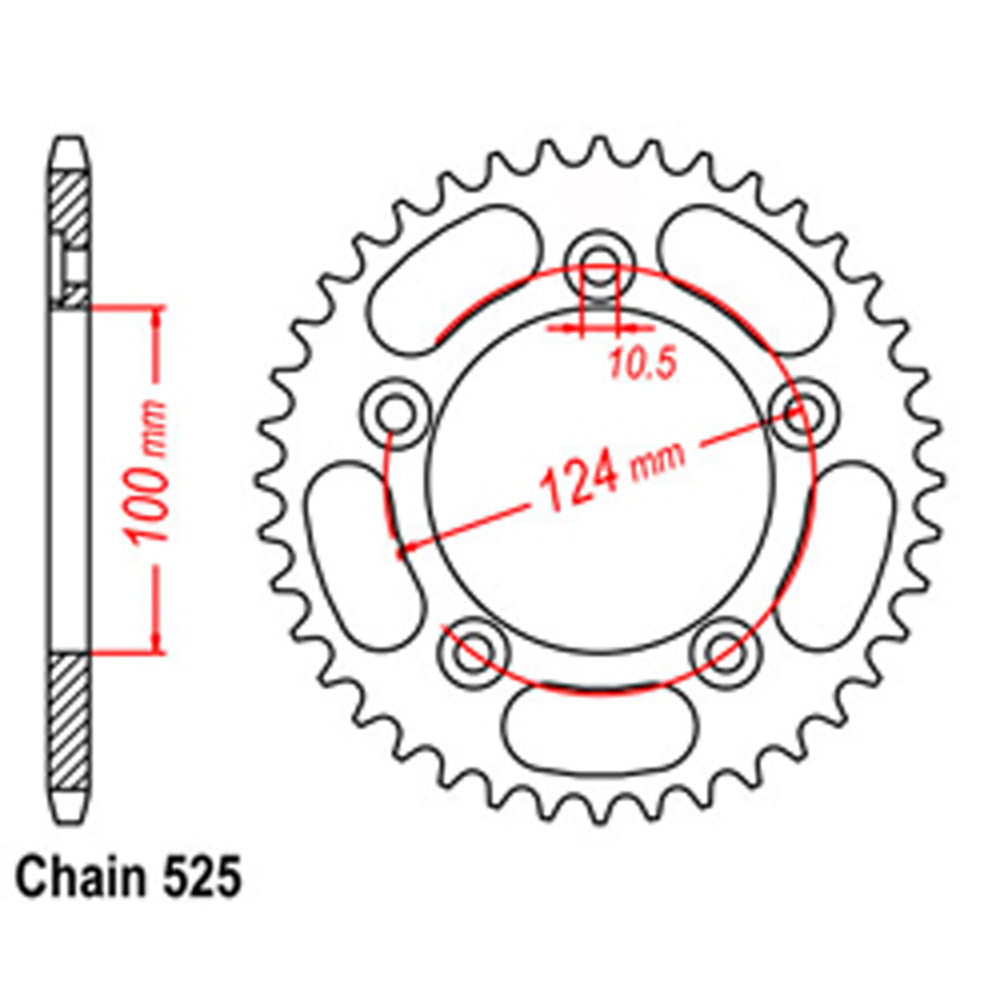 REAR SPROCKET - STEEL 36T 525P