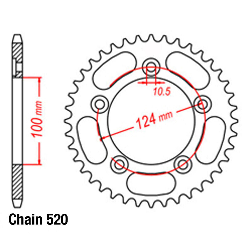 REAR SPROCKET - STEEL 43T 520P   - 42-D06-43