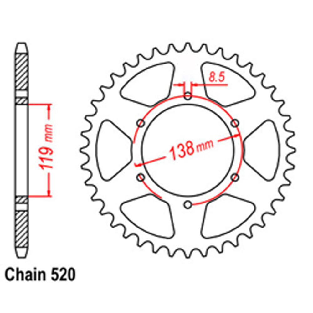 REAR SPROCKET - STEEL 48T 520P - 42-G01-48