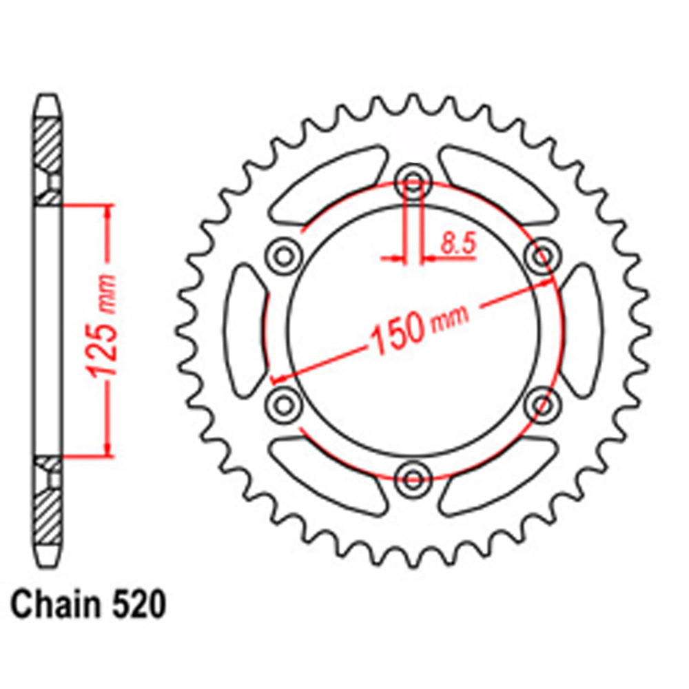 REAR SPROCKET - STEEL 38T 520P  - 42-K01-38