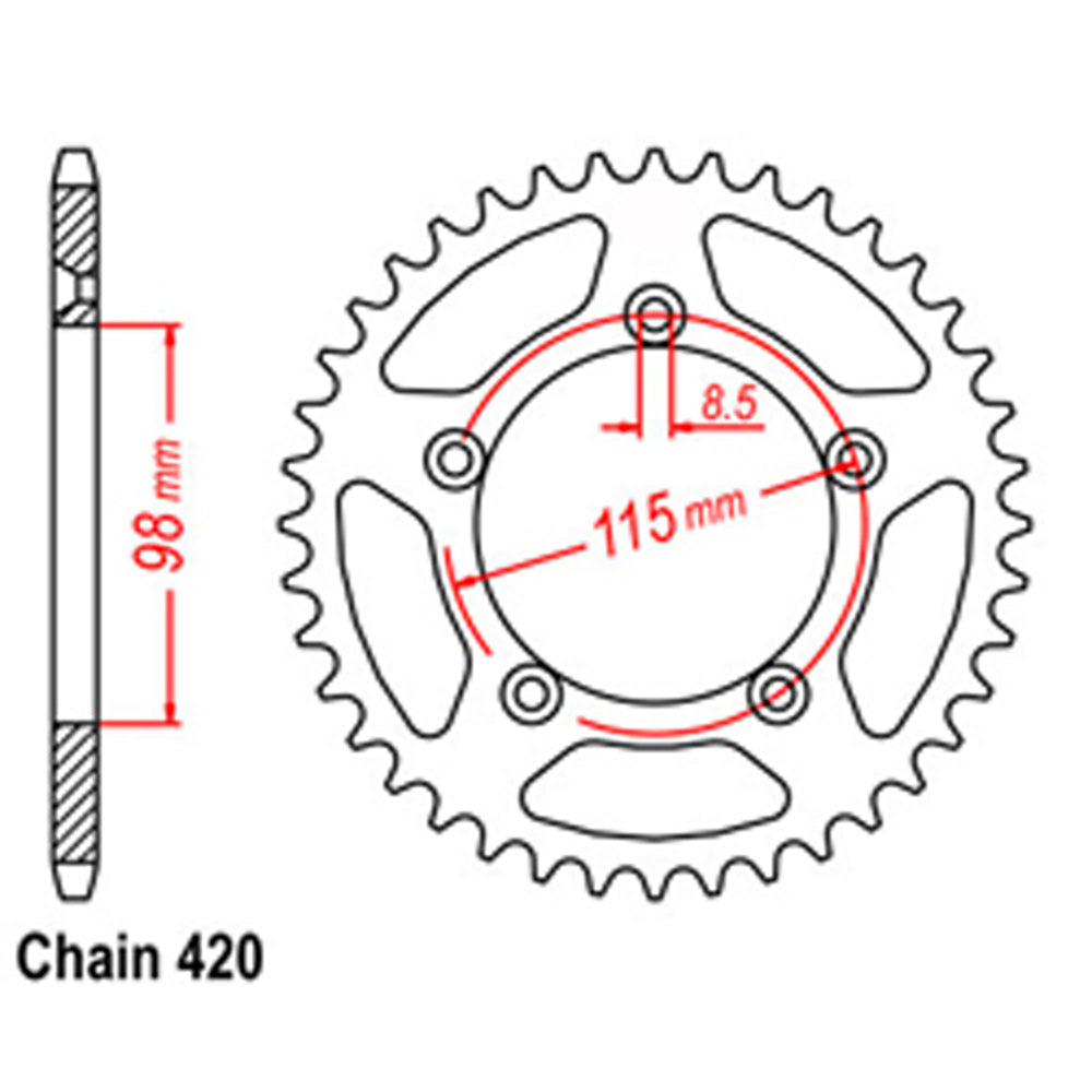 REAR SPROCKET - STEEL 46T 420P  - 42-K03-46