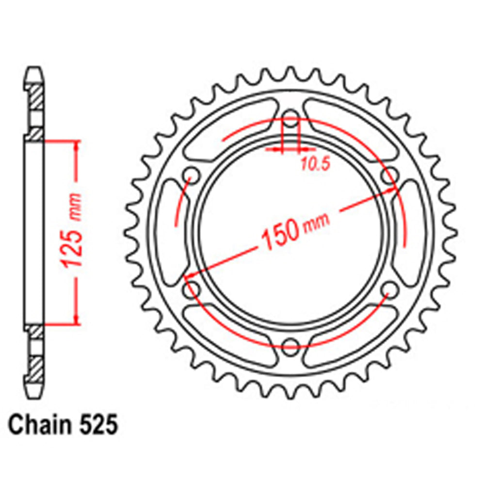 REAR SPROCKET - STEEL 42T 525P  - 42-K05-42