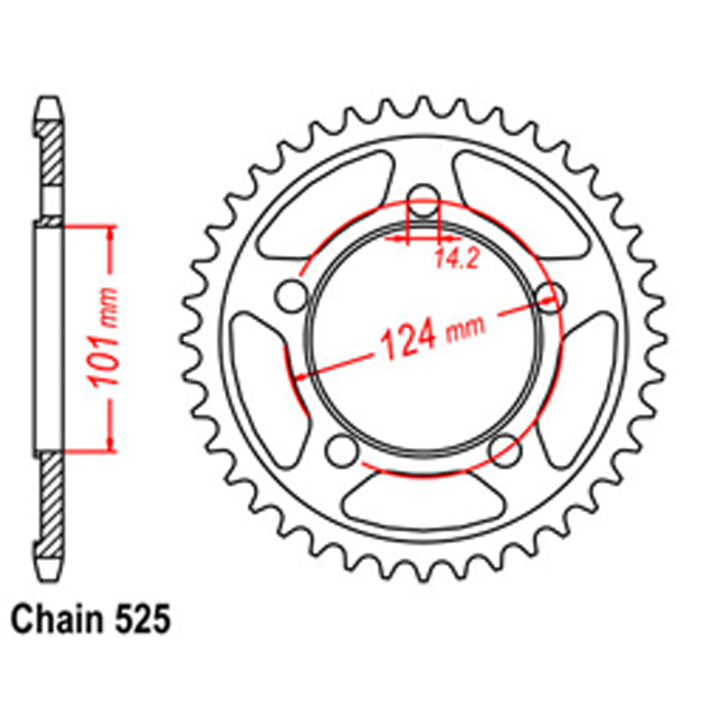 REAR SPROCKET - STEEL 38T 525P  - 42-K06-38