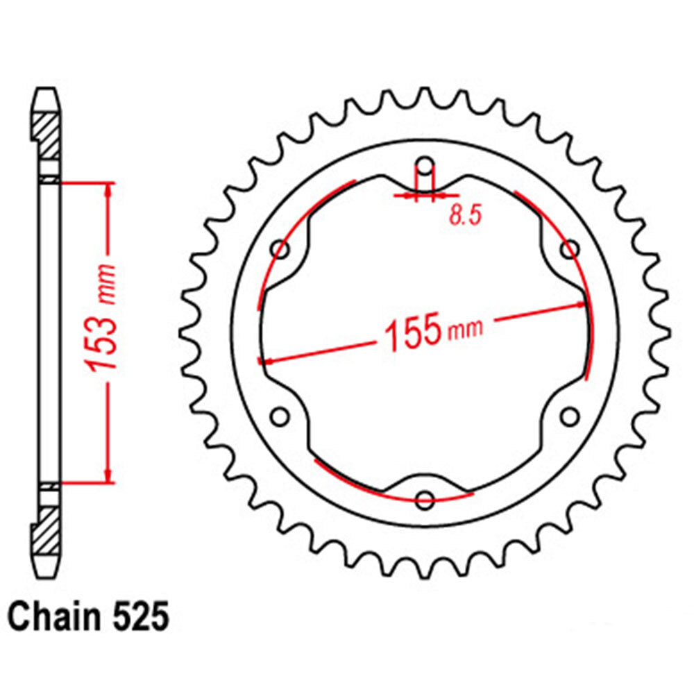 REAR SPROCKET - STEEL 38T 525P  - 42-K12-38