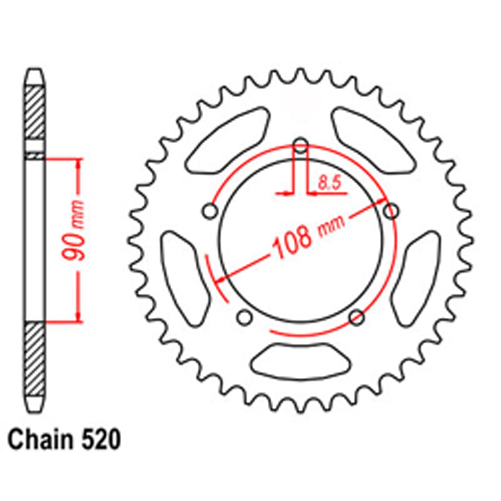 REAR SPROCKET - STEEL 39T 520P - 42-M01-39