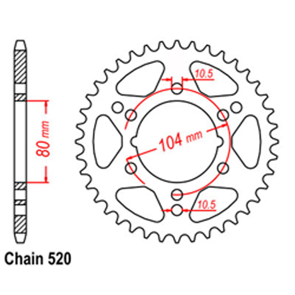 REAR SPROCKET - STEEL 38T 520P  - 42-P01-38