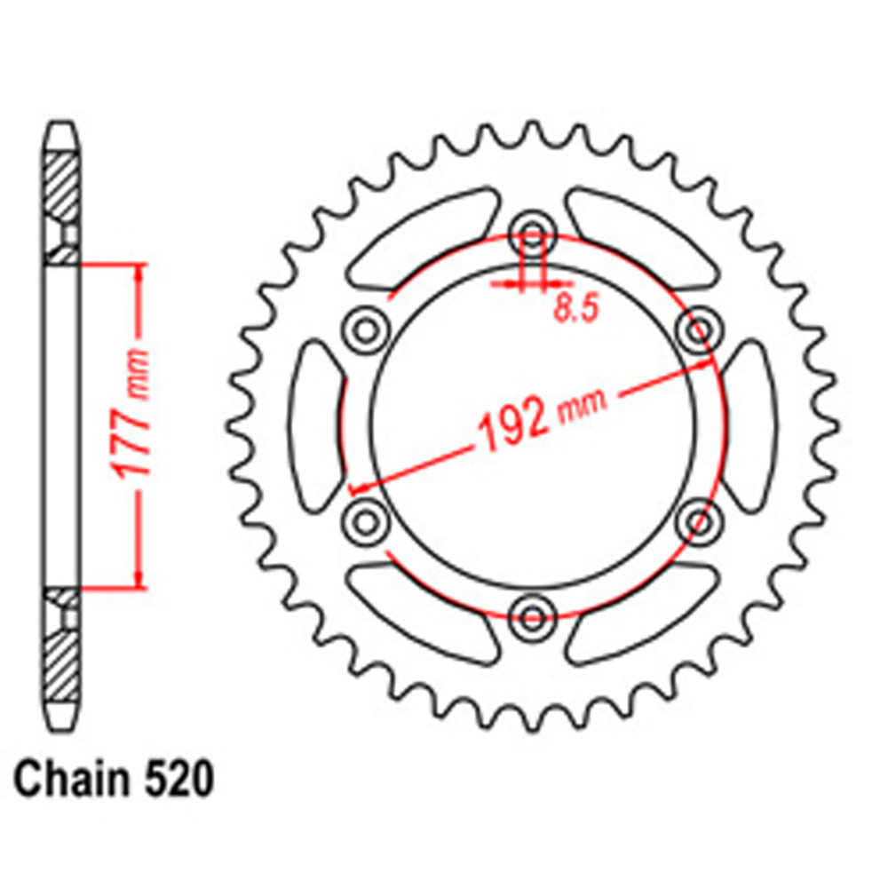 REAR SPROCKET - STEEL 48T 520P  - 42-Q02-48