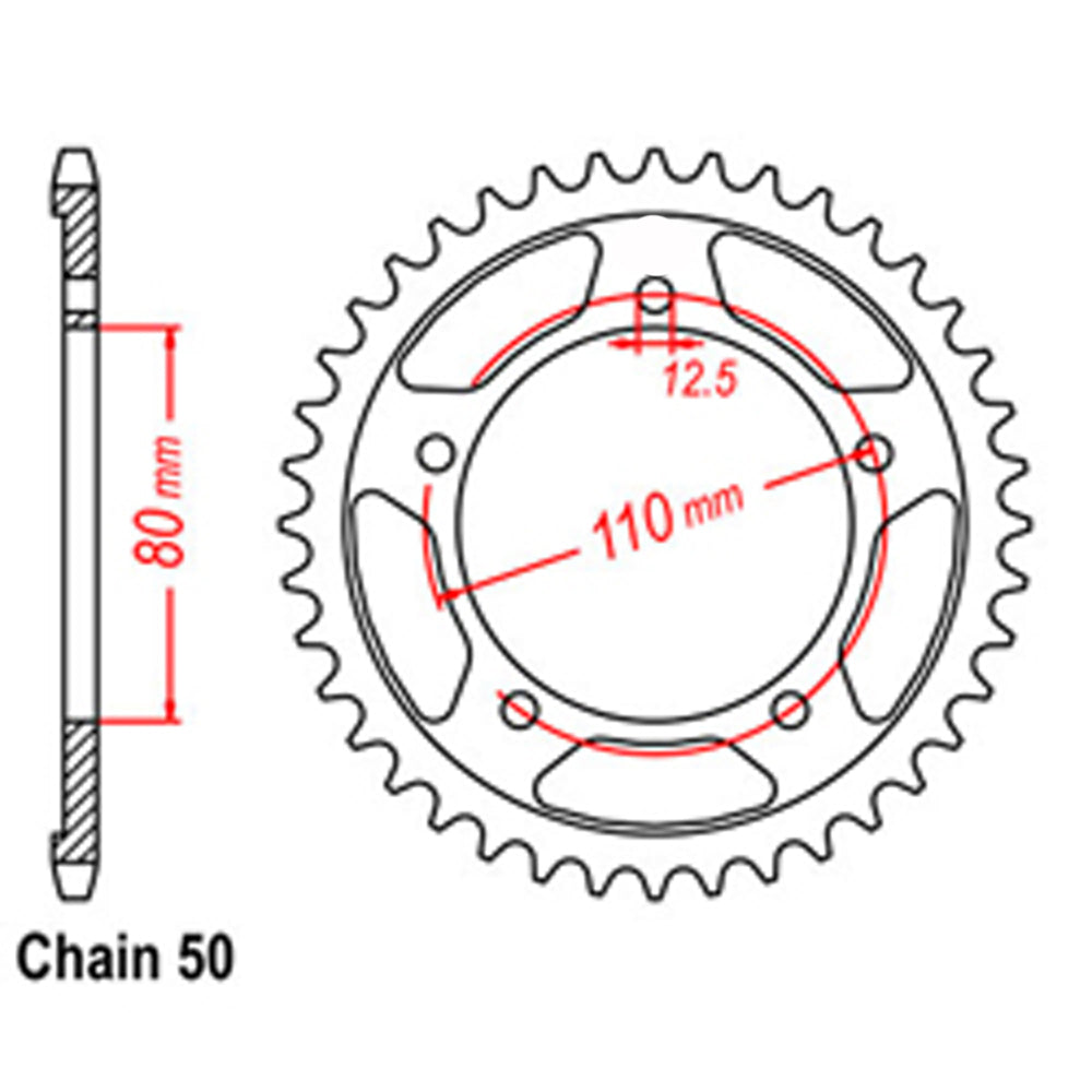 REAR SPROCKET - STEEL 40T 530P  - 42-T01-40