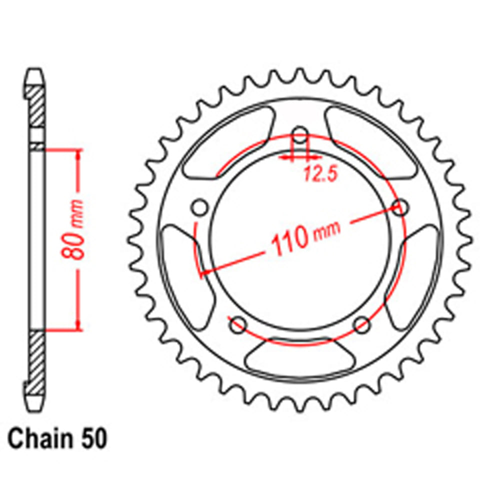 REAR SPROCKET - STEEL 43T 530P  - 42-T01-43