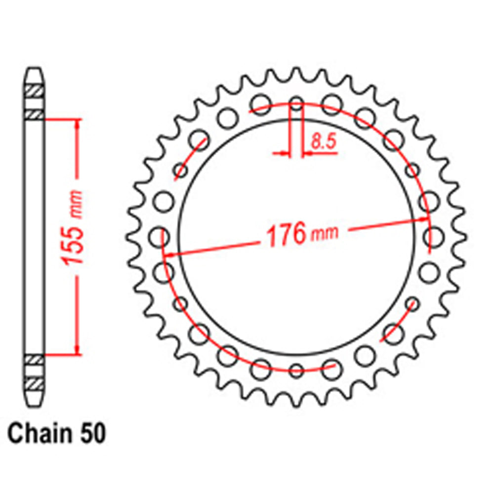 REAR SPROCKET - STEEL 42T 530P  - 42-T02-42