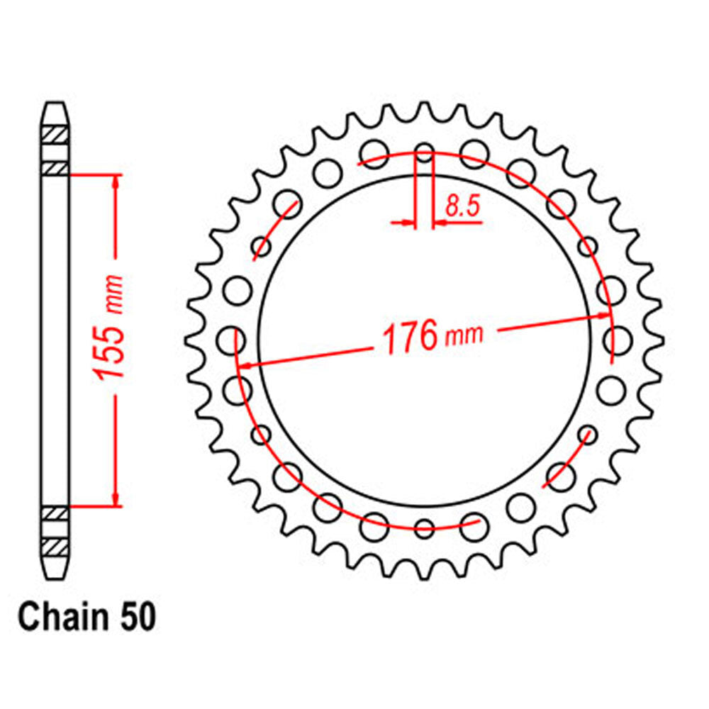 REAR SPROCKET - STEEL 45T 530P  - 42-T02-45