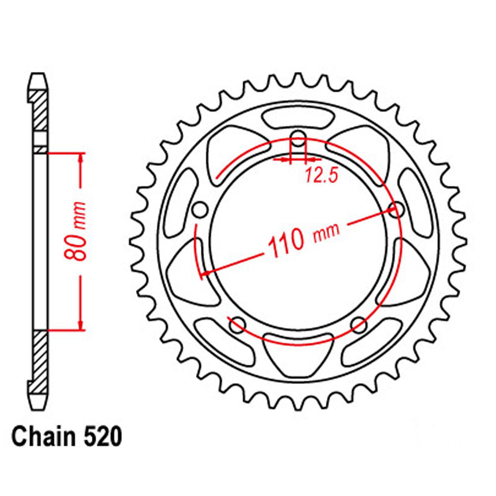 REAR SPROCKET - STEEL 42T 520P  - 42-T07-42