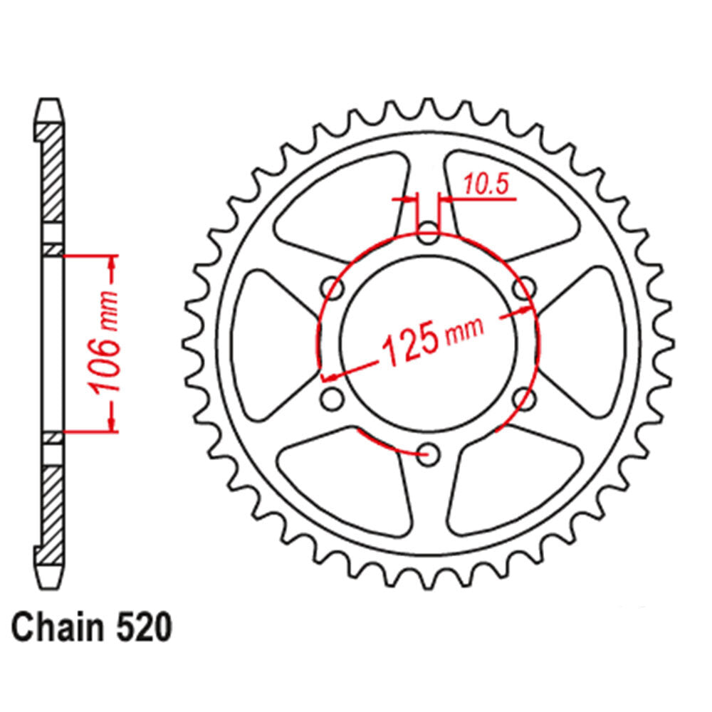 REAR SPROCKET - STEEL 41T 520P - 42-T08-41