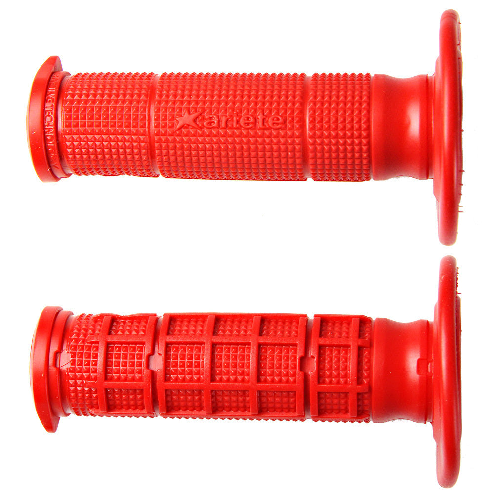 ARIETE MOTORCYCLE HAND GRIPS - UNITY HALF WAFFLE - MX - RED