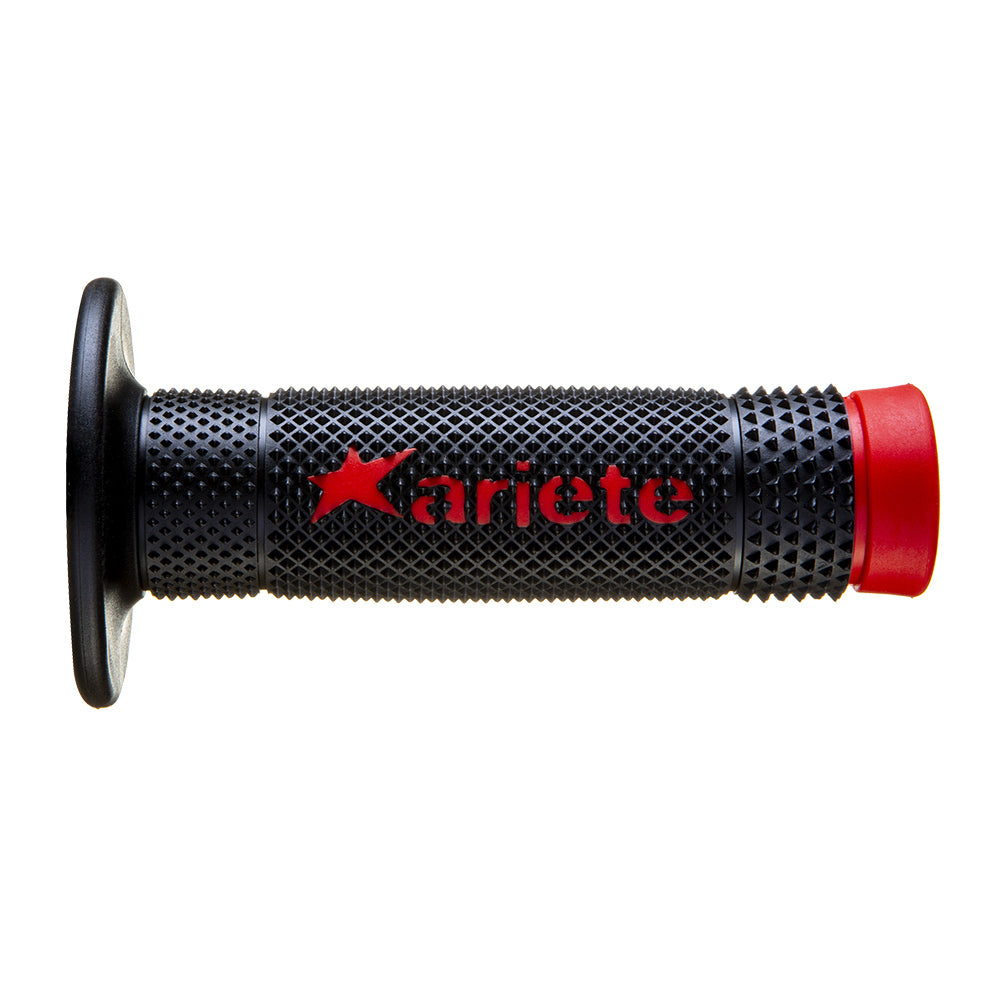 ARIETE MOTORCYCLE HAND GRIPS - VULCAN - OFF ROAD -  BLACK RED