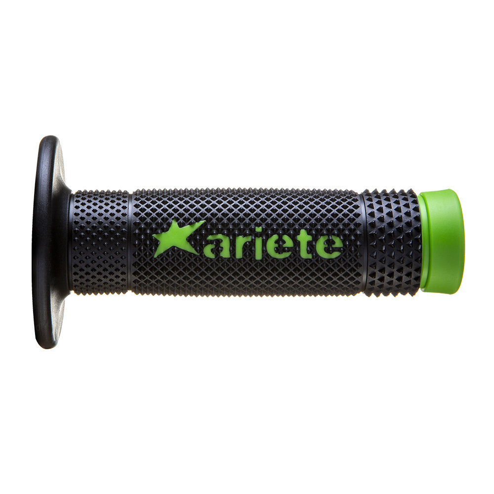 ARIETE MOTORCYCLE HAND GRIPS - VULCAN - OFF ROAD -  BLACK GREEN