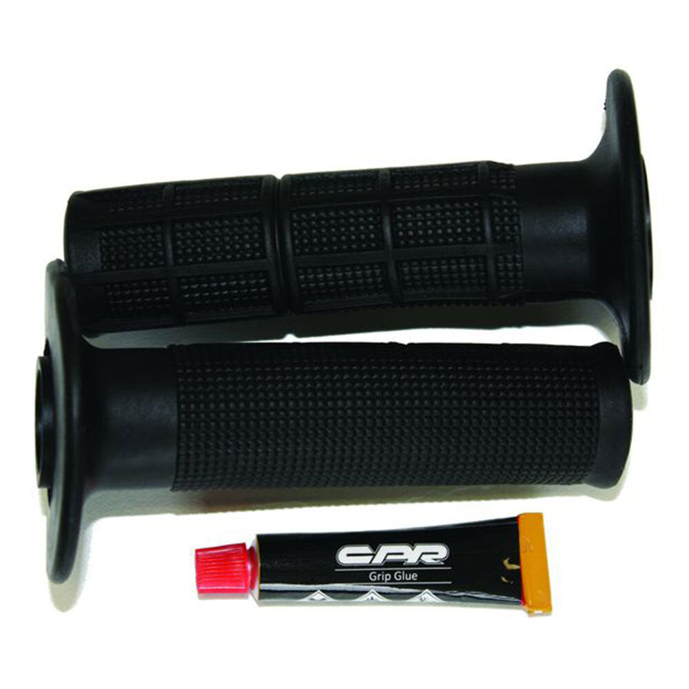 MOTORCYCLE HAND GRIPS - OFF ROAD HALF WAFFLE - BLACK