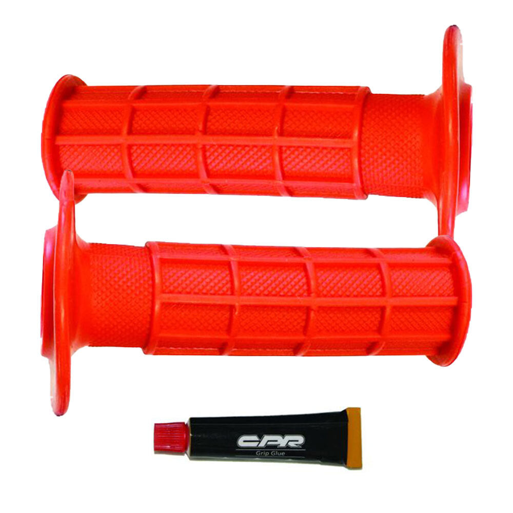 MOTORCYCLE HAND GRIPS - OFF ROAD HALF WAFFLE - RED