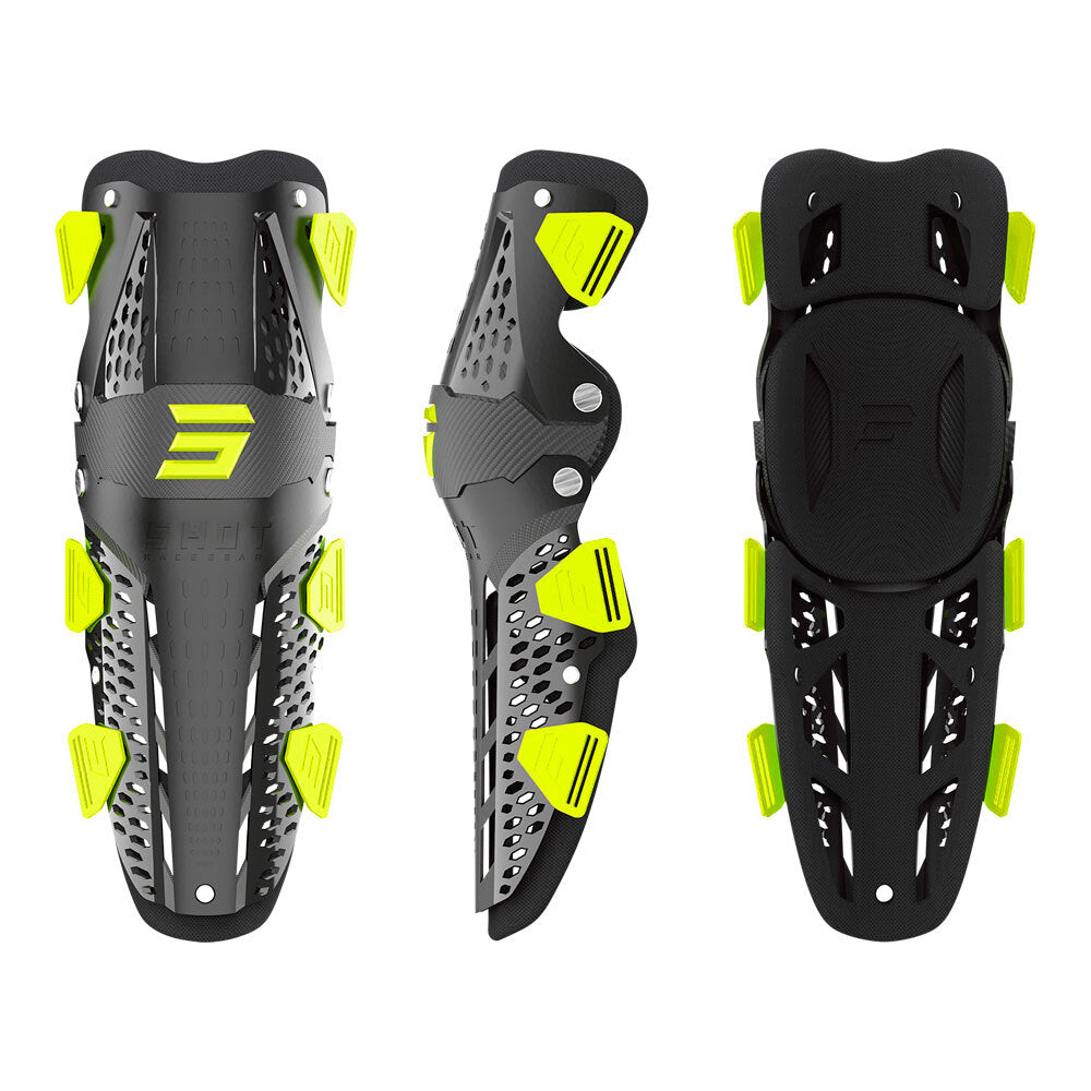 Shot Airflow Adult Knee/Shin Guards Black/Yellow