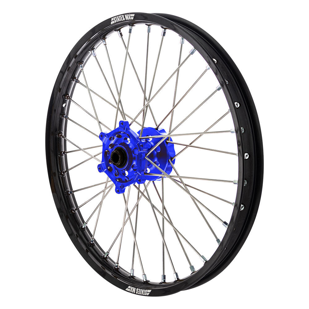 STATES MX FRONT WHEEL 21 X 1.6 YAMAHA YZ/YZF 02-22 - BLACK/BLUE/SILVER