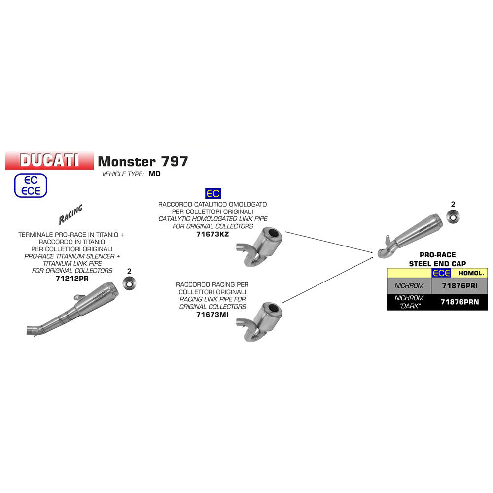 ARROW 71673MI : Link Pipe Stainless Racing Non-Cat